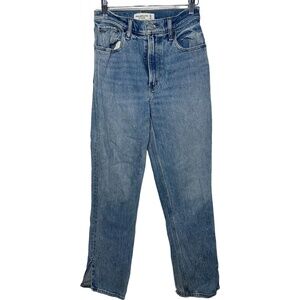 Abercrombie & Fitch Curve Love 90s Straight High Rise Blue Denim Jeans Size 25 0